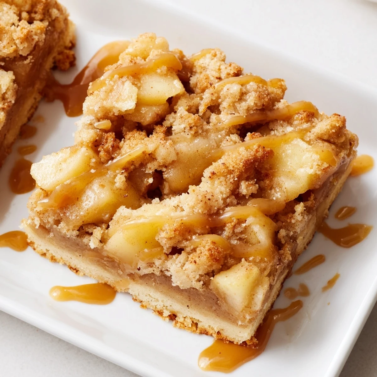 Close-up image of irresistible caramel apple cookie bars, perfect for sharing and satisfying sweet cravings.