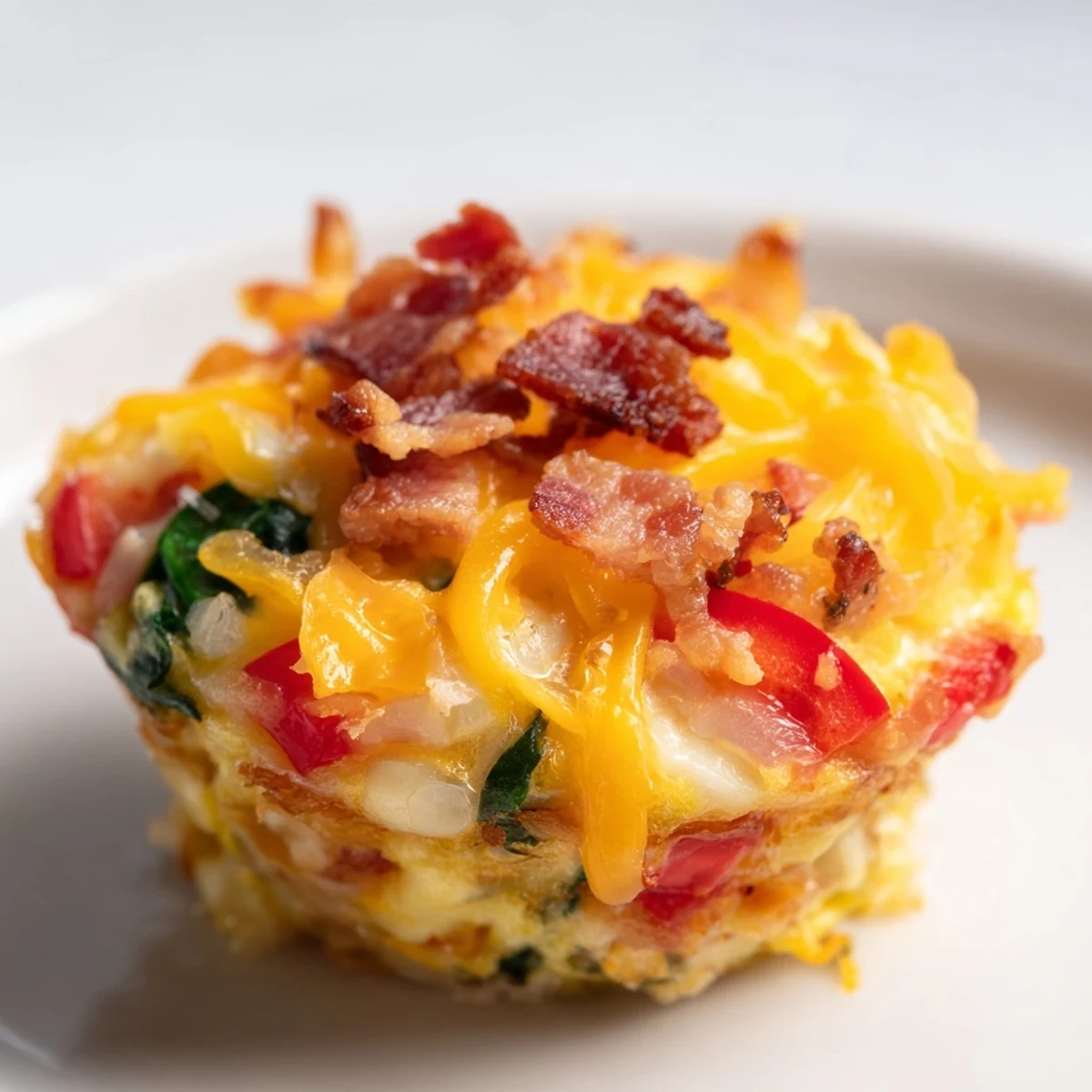 Golden-brown One-Pot Breakfast Casserole Muffins filled with savory cheese, eggs, and veggies, ready to enjoy.