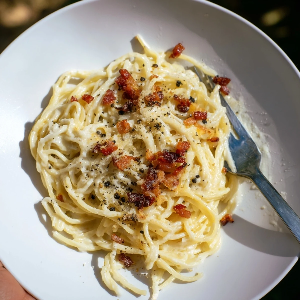 Carbonara Ramen Fusion features creamy noodles with bacon and Parmesan for a decadent meal.