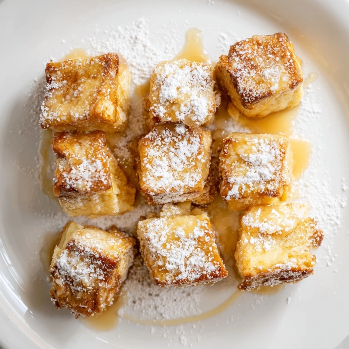Golden, baked Mini French Toast Casserole Bites, perfectly portioned and ready to be served warm.