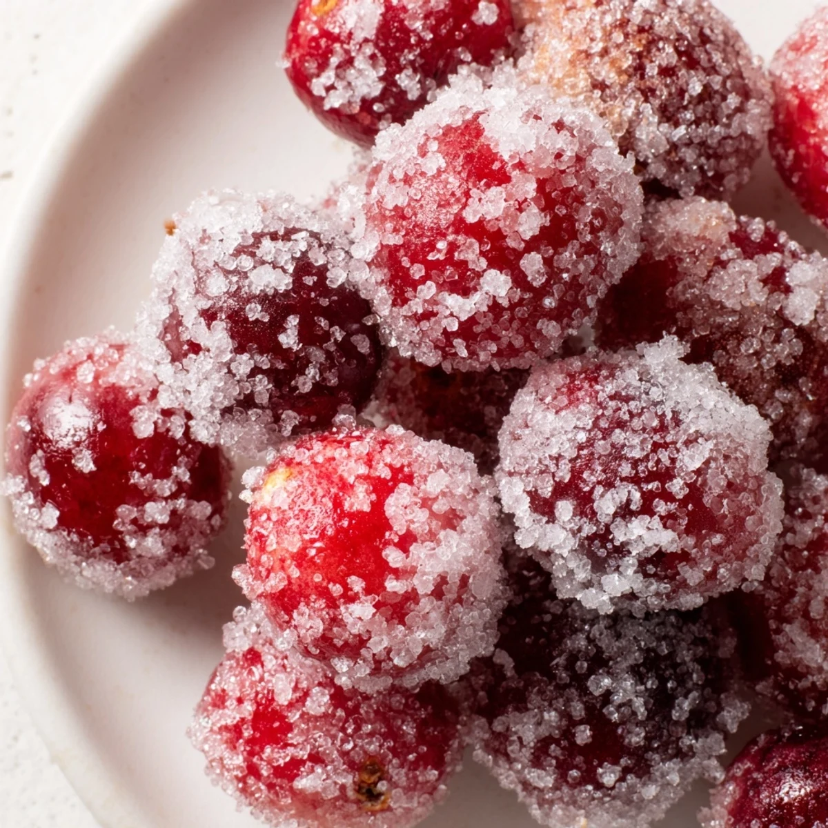 Vibrant 5-Minute Express Candied Cranberries, ruby red and glistening, perfect for topping desserts beautifully.
