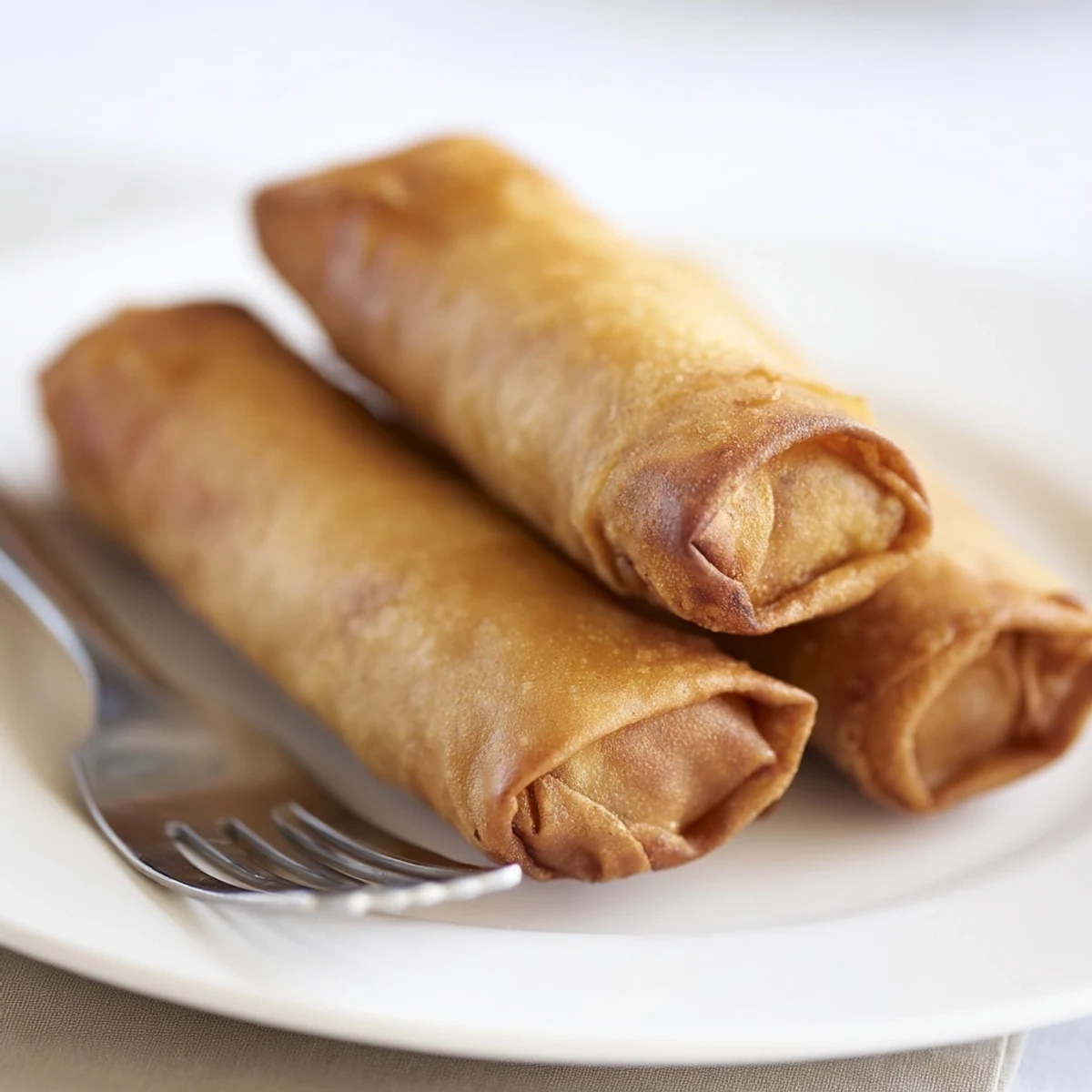 Golden-brown Crispy Chicken Greggs Egg Rolls, ready to eat with a creamy sauce for dipping.