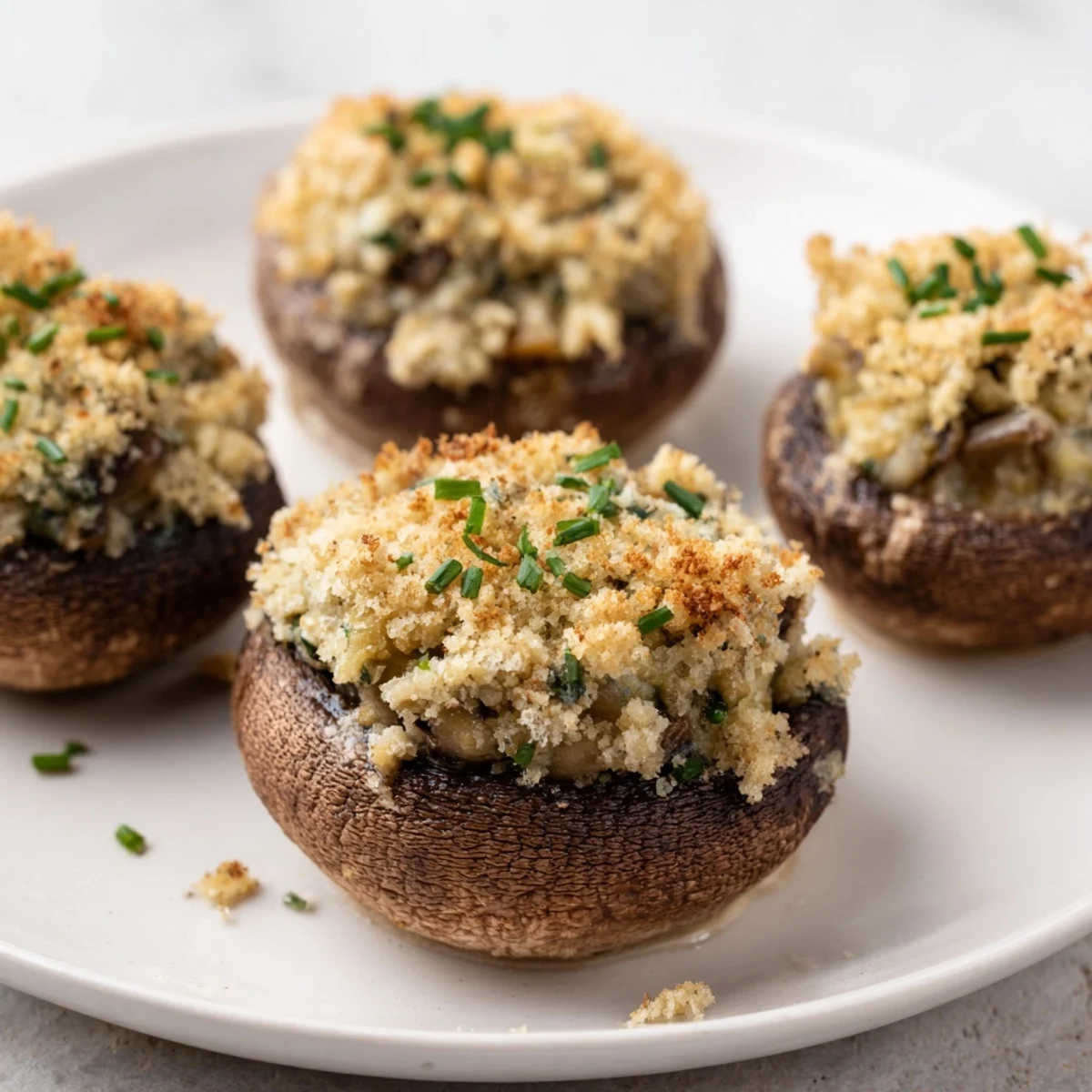 A close-up of beautifully baked Enchanted Forest Mushroom Nibbles, ready for a delicious vegetarian appetizer.