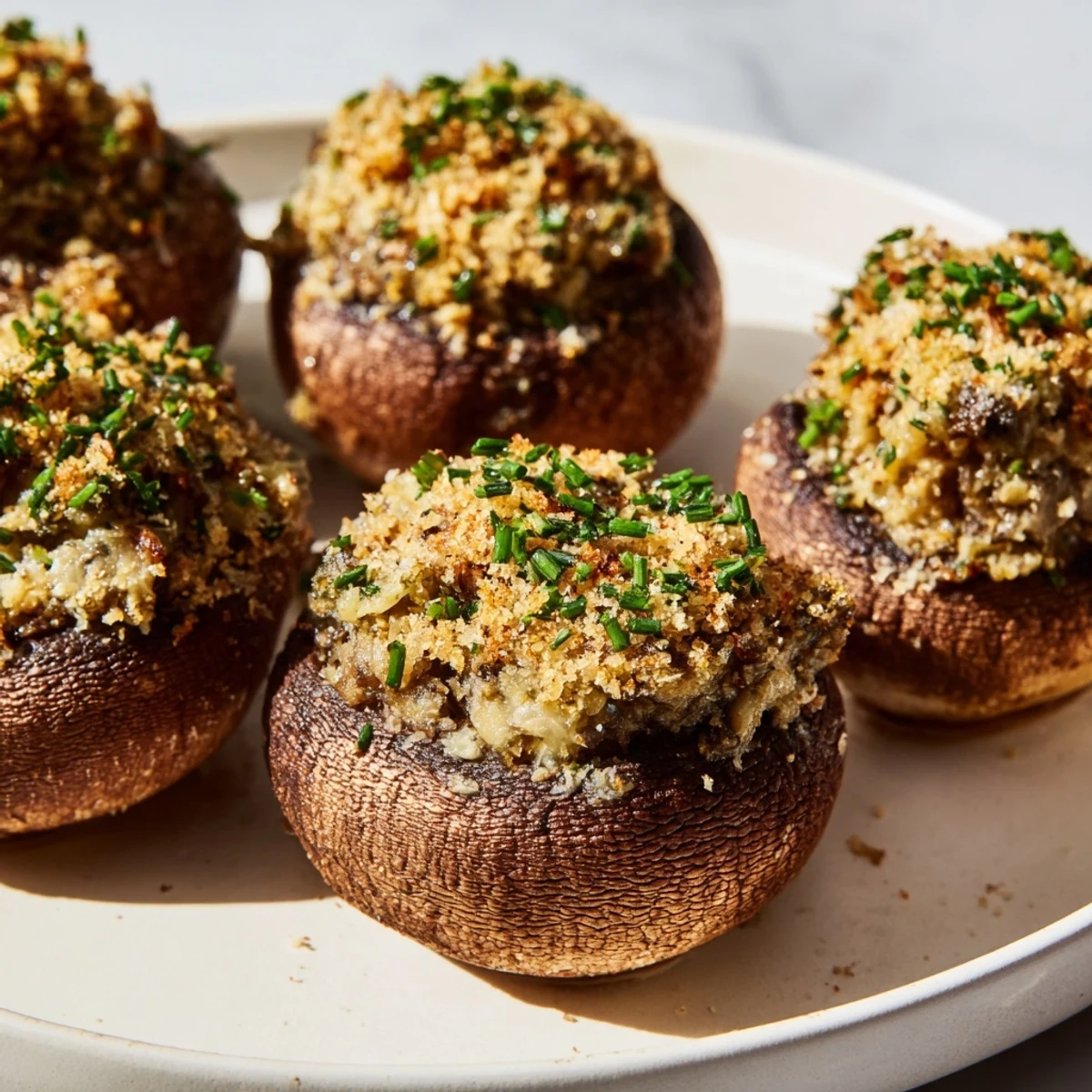 These flavorful Enchanted Forest Mushroom Nibbles feature tender mushrooms stuffed with a creamy, herbed filling.