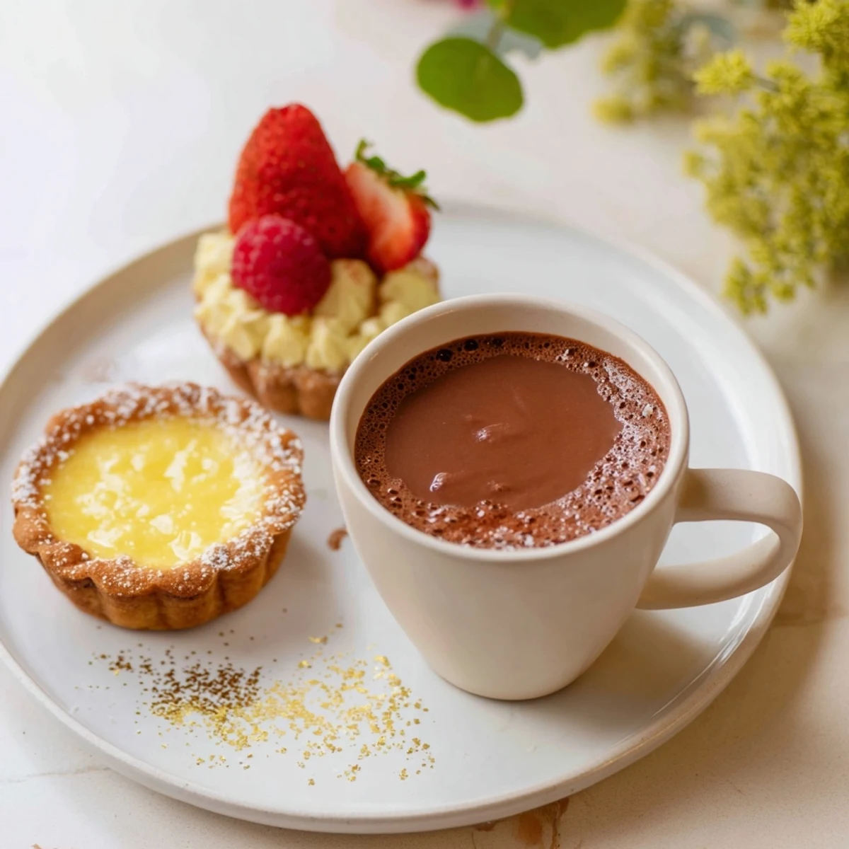 Golden-dusted Assiette de Desserts Starry Delight displays a delicious array of petite, beautifully crafted desserts.