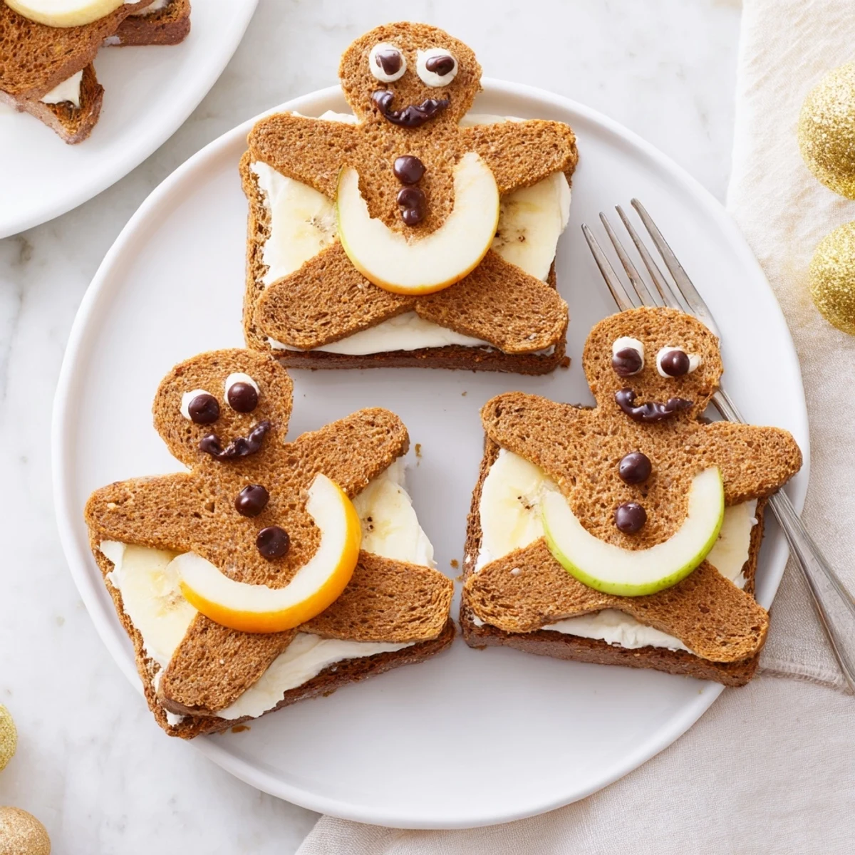Adorable Gingerbread Man Sandwich Cutouts: soft bread sandwiches perfect for a fun and easy lunch.