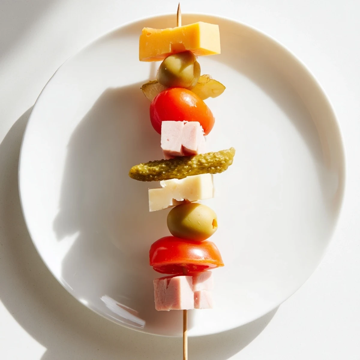 Close-up of ready-to-eat Savory Skewers, presenting a colorful mix of ingredients for easy enjoyment.
