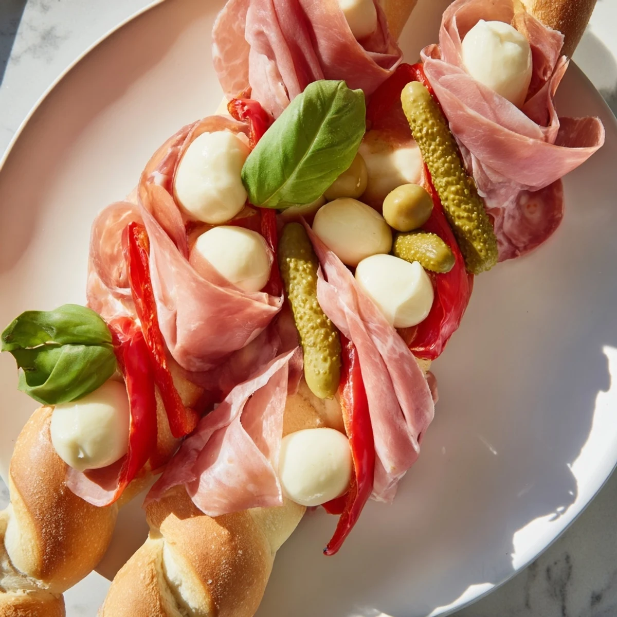 Fractal Tree Branching Bread Platter with fresh cheeses and meats, perfect for sharing and easy to grab.