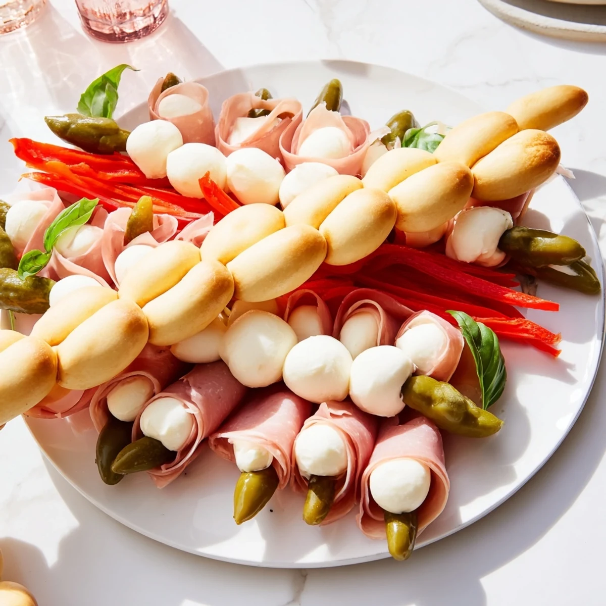 Arranging a delicious Fractal Tree Branching Bread Platter appetizer, a creative centerpiece with fresh flavors.