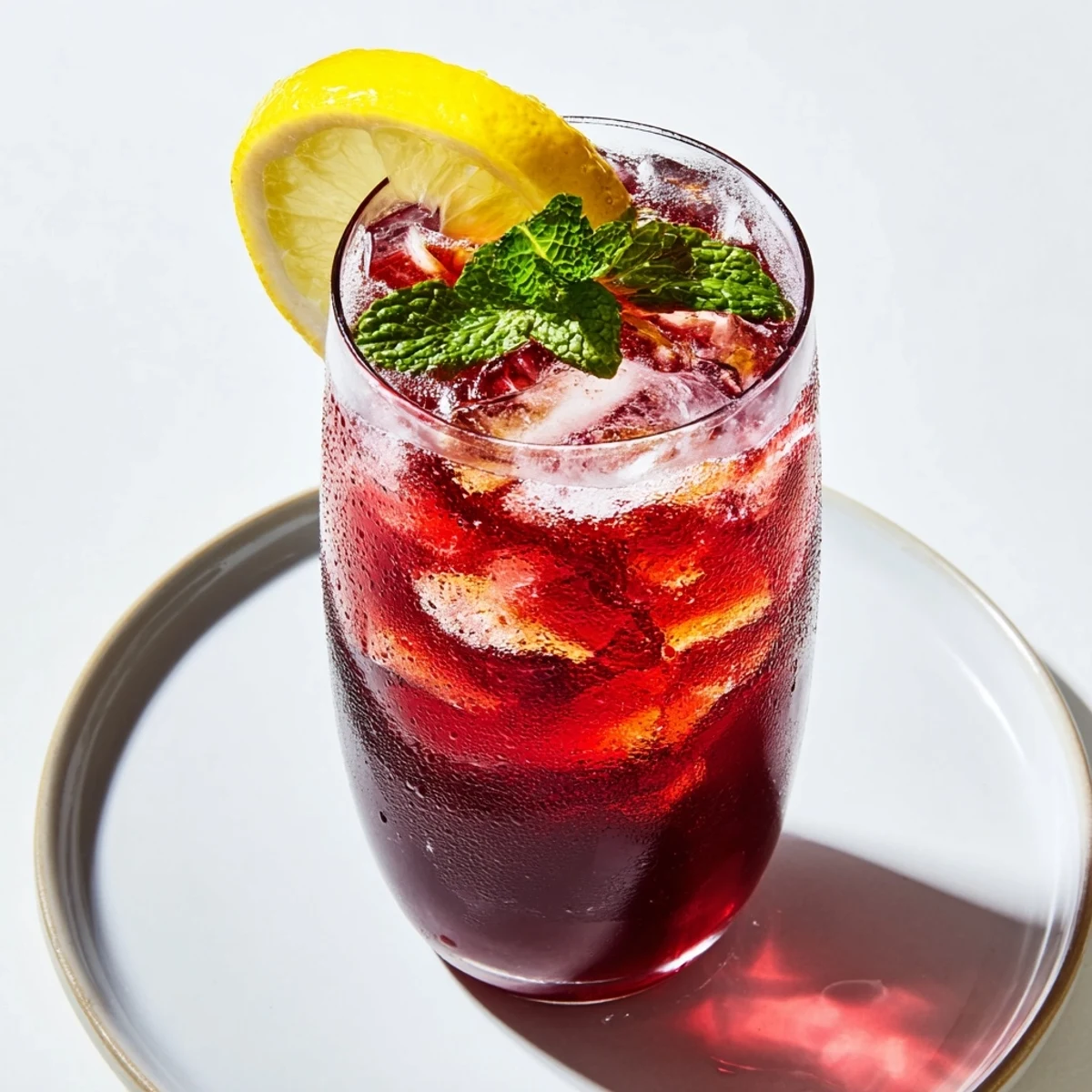 Refreshing Sleepy Girl Cherry Mocktail, garnished with mint, promises a calm and restful night ahead.