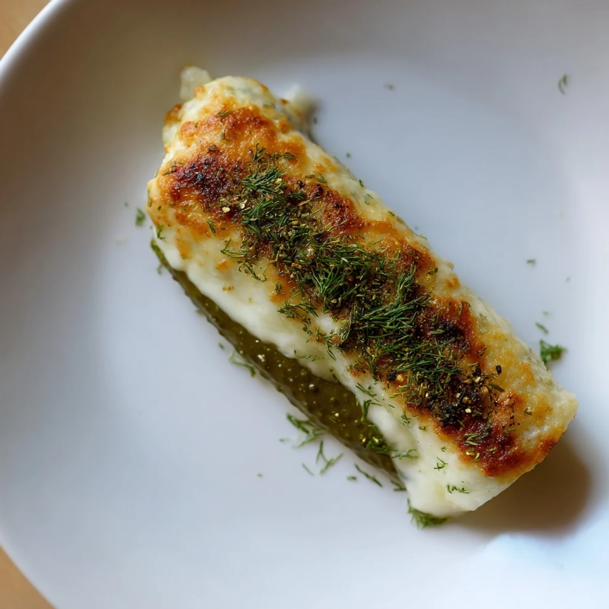 Enjoy a close-up of cheesy, golden-brown pickle rolls, a quick and satisfying appetizer.