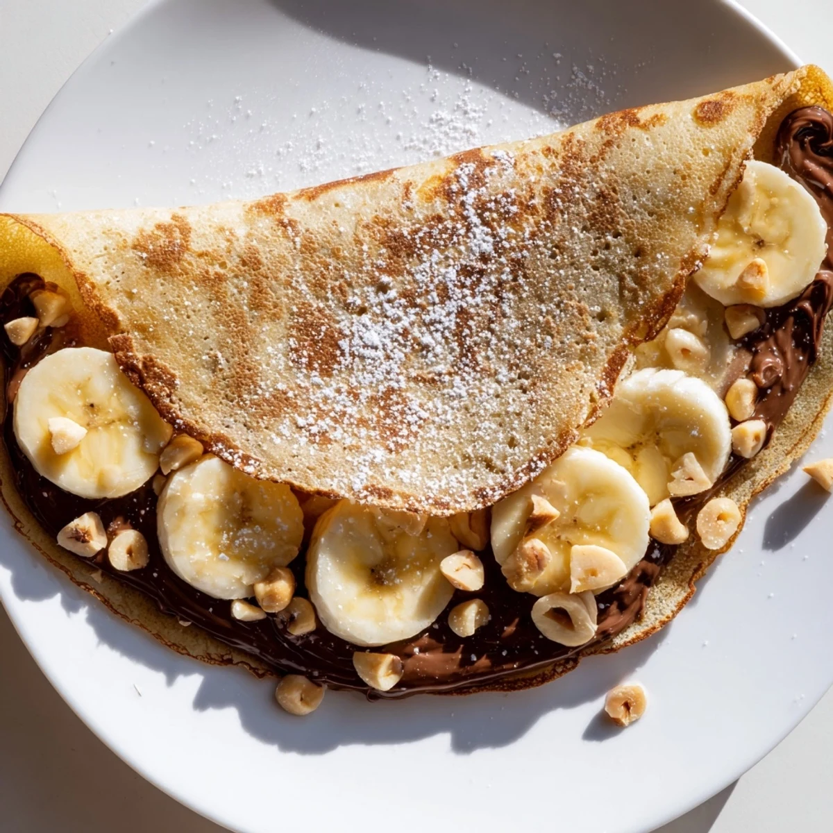 Golden, crispy Banana Nutella Wrap, folded and cooked until the tortilla is lightly browned and warm.