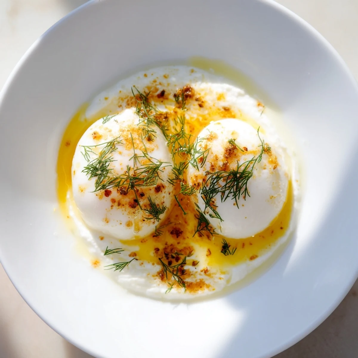 Silky Poached Eggs Yogurt