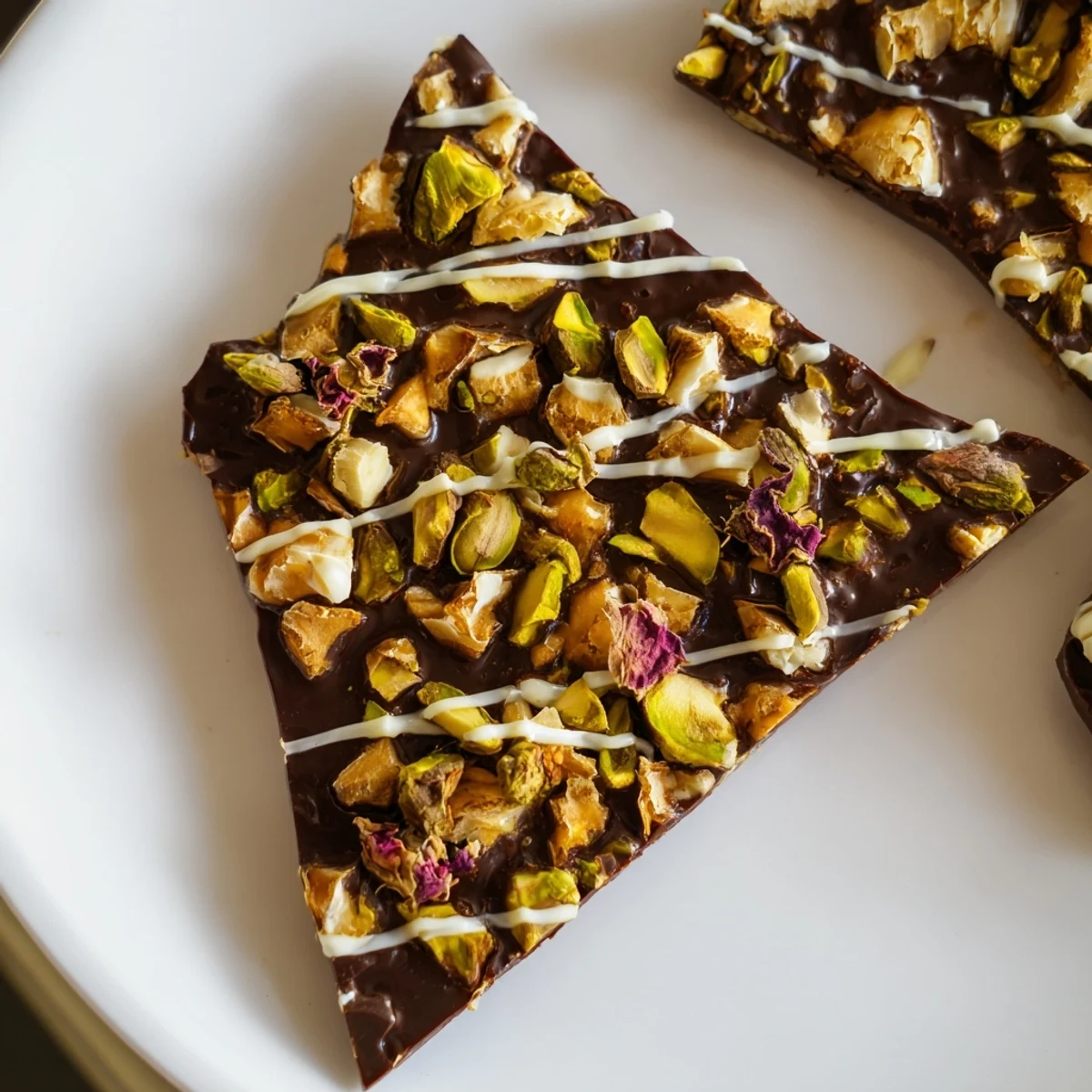 Enjoy a piece: freshly made Pistachio Dubai Chocolate Bark offering a perfect blend of sweetness and crunch.