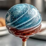 Pisces-Themed Galaxy Cake Pops shimmering with edible glitter and vibrant cosmic colors, perfect for a magical dessert spread.