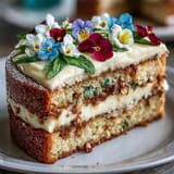 Vibrant mini birthday layer cakes with vanilla and lemon, topped with pastel buttercream and fresh edible flowers for a festive spring celebration.