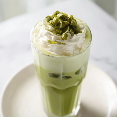 Swirled sugar-free white chocolate and matcha make this beautiful Sugar-Free White Chocolate Candy Cane Iced Matcha.
