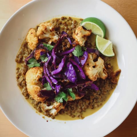 Red Cabbage Cauliflower Dhal