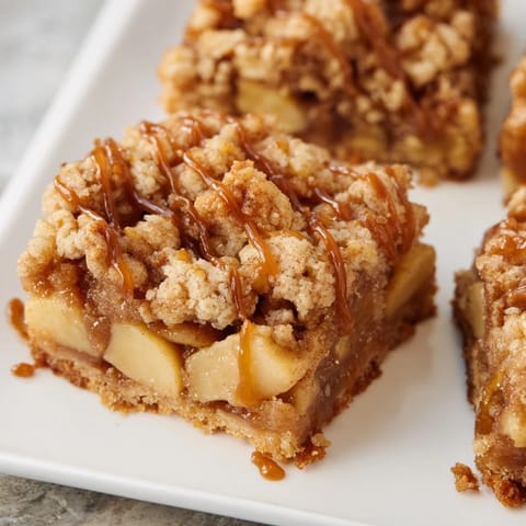 Freshly baked caramel apple cookie bars, showcasing a delightful blend of textures and tastes for dessert.