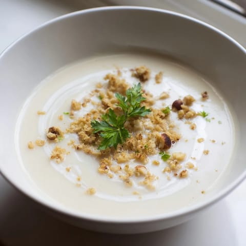 Celeriac Soup with Hazelnut Crumble
