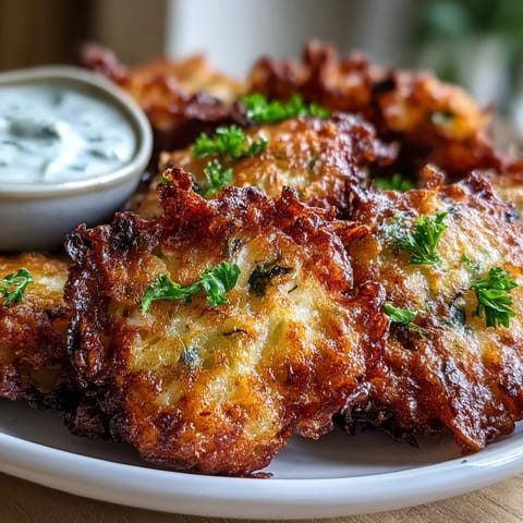 A plate of Cabbage Fritters with Dipping Sauce, crispy edges visible, paired with a refreshing salad for a light meal suggestion.  