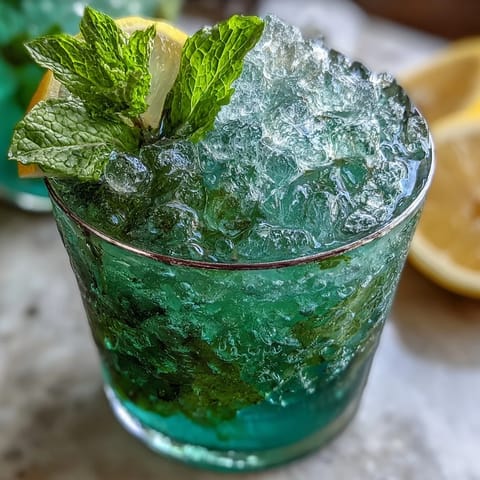 Refreshing Kentucky Derby mini mint julep mocktails in chilled glasses, garnished with fresh mint sprigs and lemon slices.