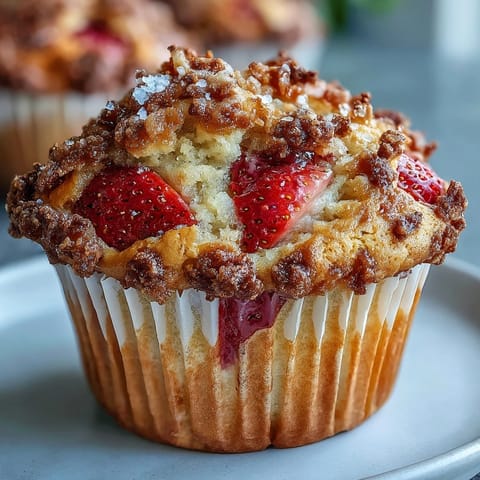 Strawberry Yogurt Muffins with juicy fresh berries and a tender crumb, perfect for breakfast or a midday snack.