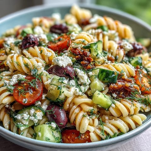 Summer Pasta Salad Greek Style