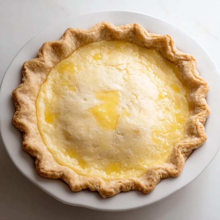 A slice of chilled Water Pie, its sweet, custard-like filling contrasted with a flaky crust.
