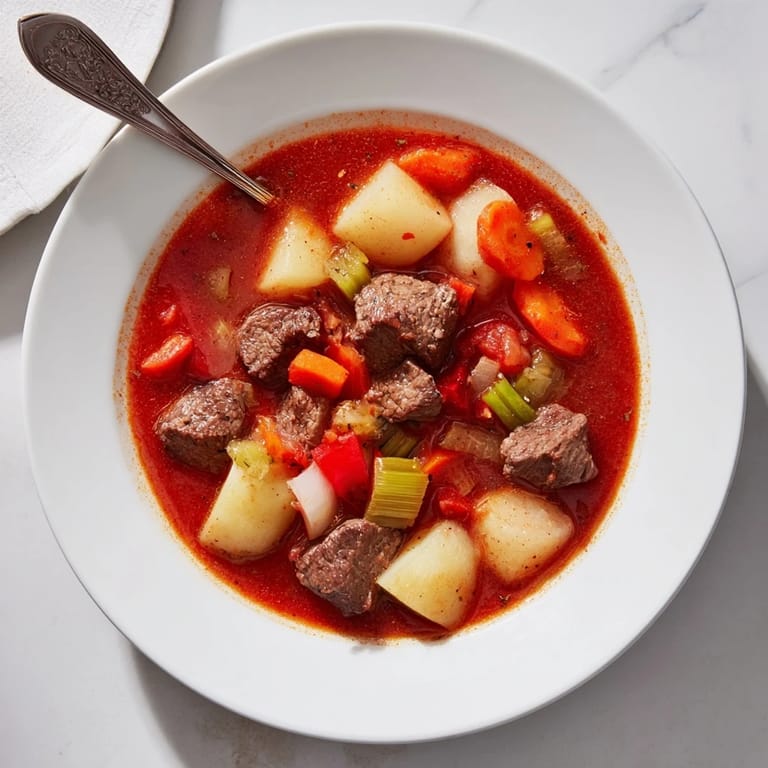 Enjoy this comforting Smoked Paprika & Garlic Beef Stew, perfect for a chilly evening with crusty bread.