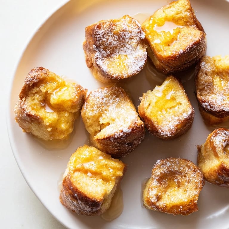 These Mini French Toast Casserole Bites feature a cinnamon-kissed custard coating baked to a delightful crisp.
