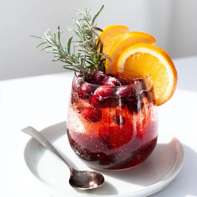 Glistening Snow Globe Mocktail: Cranberries and citrus create a visually stunning non-alcoholic drink.