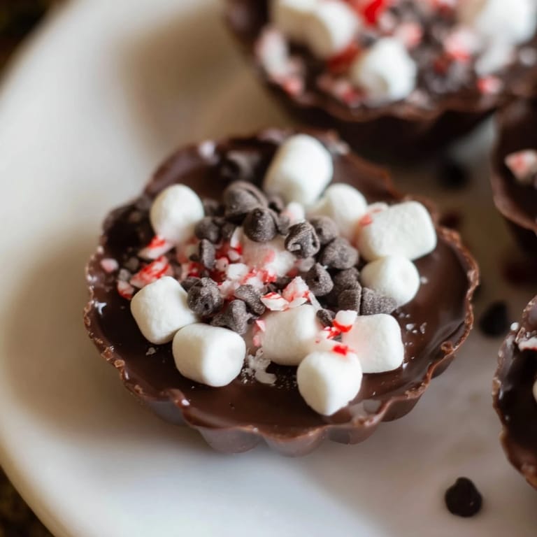 Picture warm, festive Budget-Friendly Hot Cocoa Bomb Cups brimming with marshmallows ready for a cozy drink.