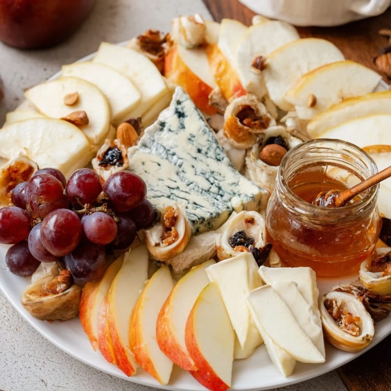 Delectable Cheese Platter Cœur Passion features a creamy array of French cheeses and fresh fruit.