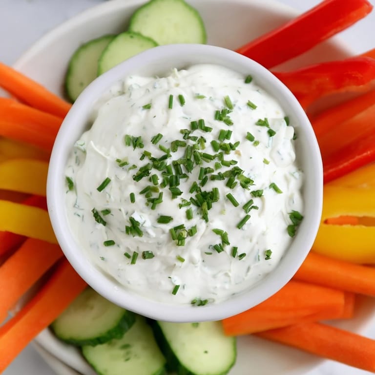 Healthy and delicious, this Kids Dip recipe features a homemade ranch dip with cut vegetable sticks.