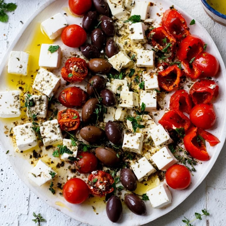 A beautifully arranged Black Olive and Sun-Dried Tomato Platter, perfect to enjoy with friends and family this New Year's Eve.