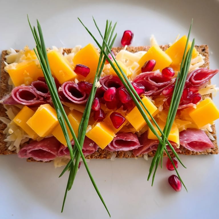 A beautiful photograph of a fresh Layered Urban Skyline, perfect for serving a crowd and easy eating.