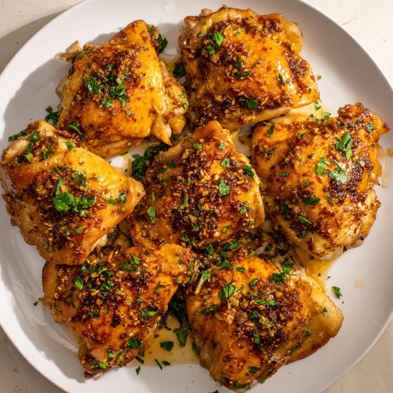 Baked Jam in Coffee Glazed Chicken, a comforting main dish with sticky glaze, served with fresh parsley garnish.