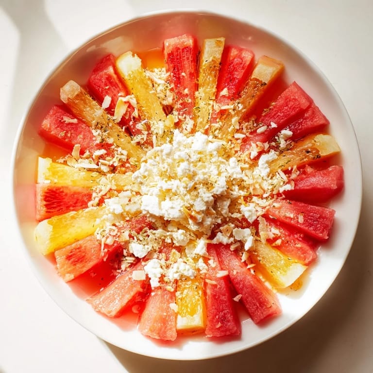 Appetizing Radial Symmetry Sunburst features beautifully arranged veggies radiating from creamy goat cheese in a modern presentation.