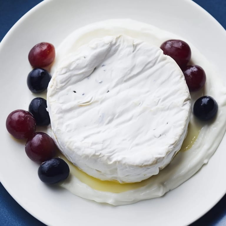 This stunning Floating Island appetizer features a soft cheese island surrounded by cool, blue yogurt.