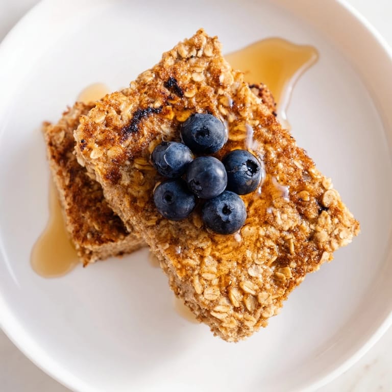 Delicious protein pancake oats, a high-protein breakfast recipe, with fresh fruit drizzled with syrup.