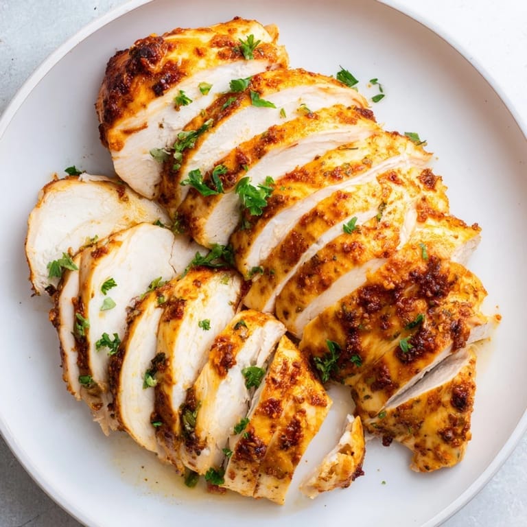 Mouthwatering image of baked Greek Yogurt Chicken, showing the creamy marinade's delicious results.