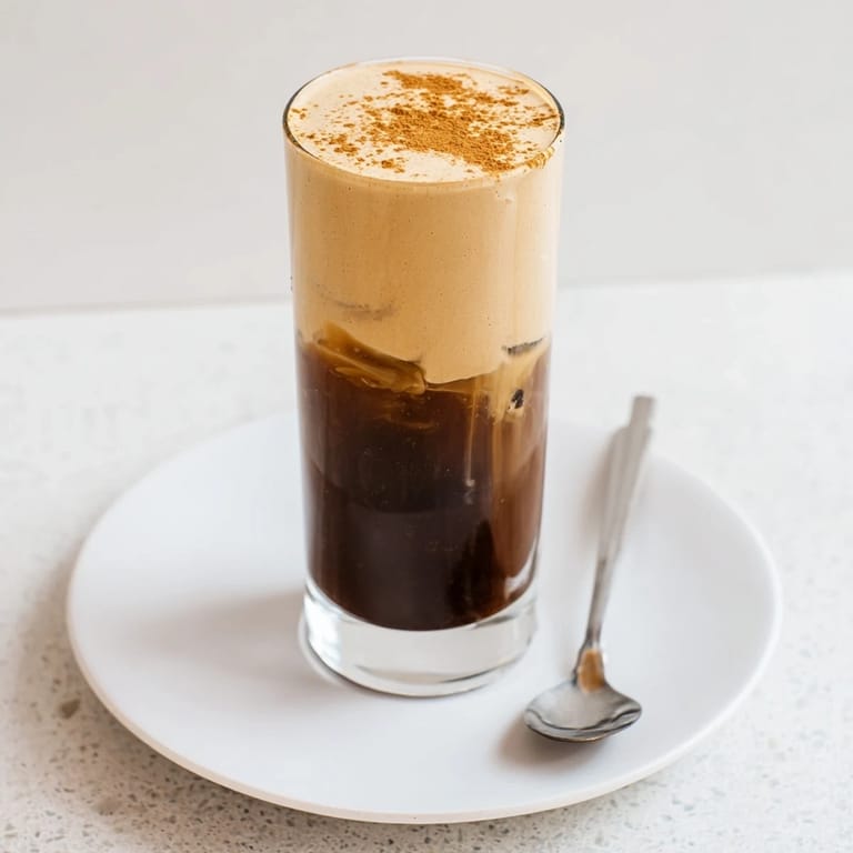 A vibrant swirl of coffee and vanilla protein marks this refreshing Proffee Power Blend, perfect for a fast, healthy breakfast.