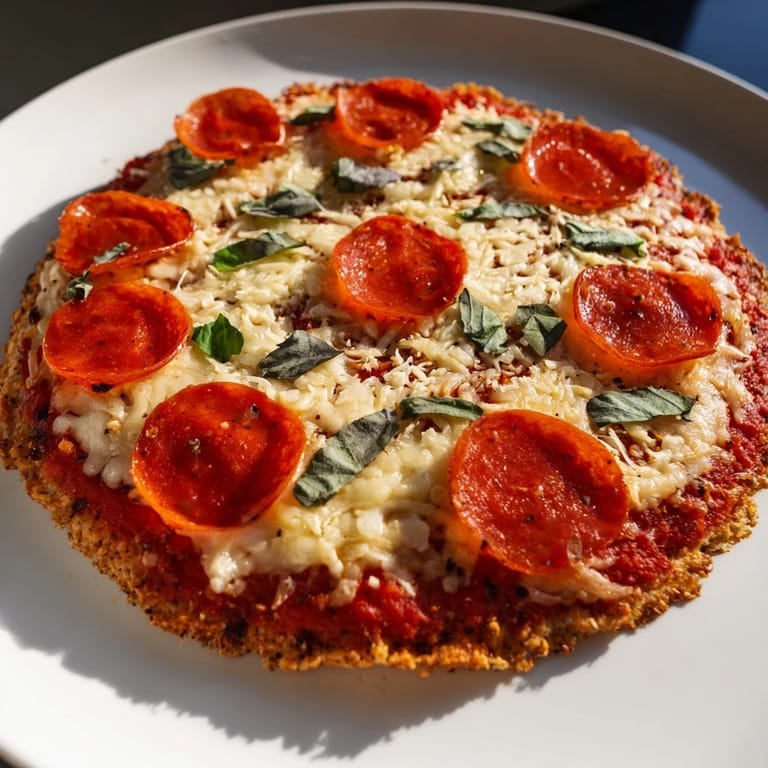 Homemade ground beef pizza base, featuring a crispy, golden beef crust perfect for a low-carb meal.