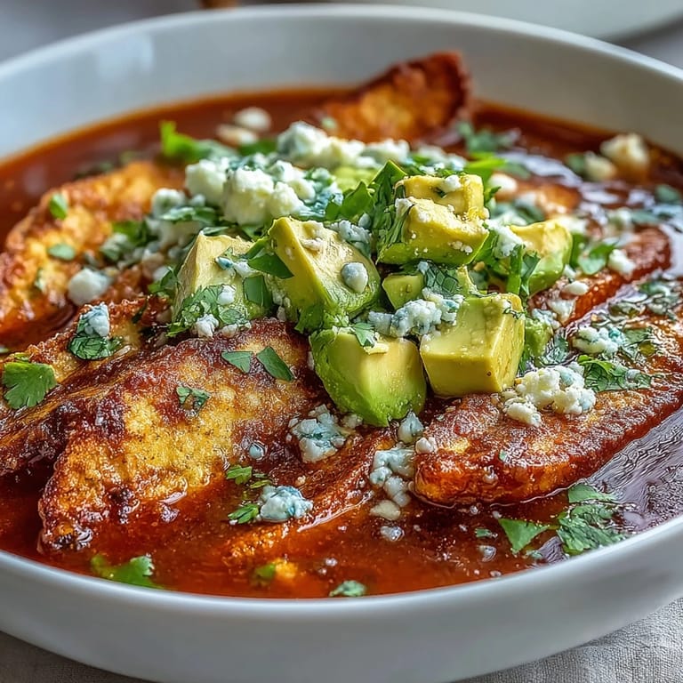 Hearty Sopa Azteca served hot with tangy crema and fresh cilantro garnish.