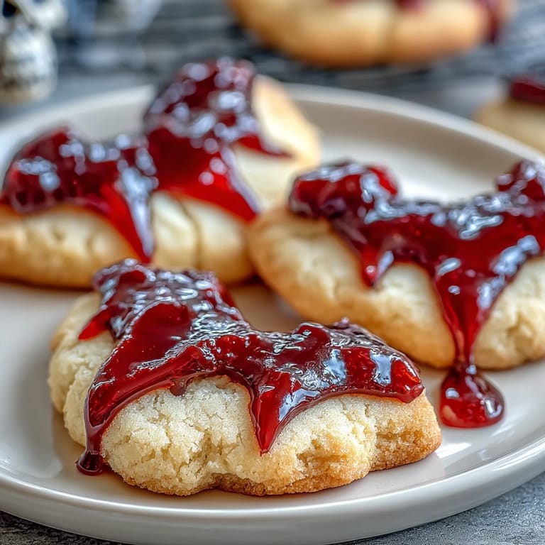 Spooky sugar cookies decorated with red blood icing oozing from vampire bite marks, ideal for scary sweet treats.