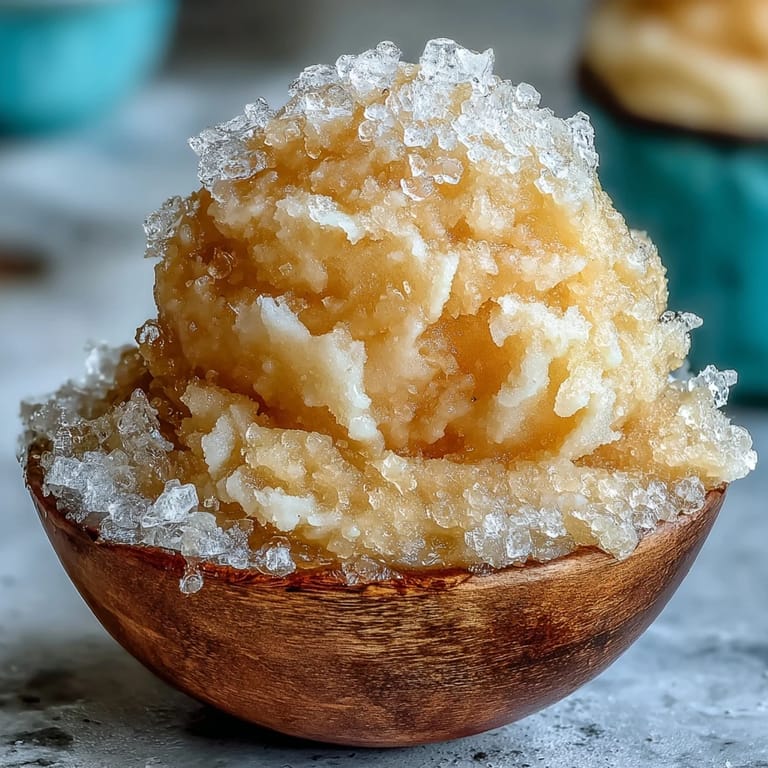 Smooth limoncello sorbet scooped into a glass bowl, showcasing its bright yellow color and icy texture on a sunny day.