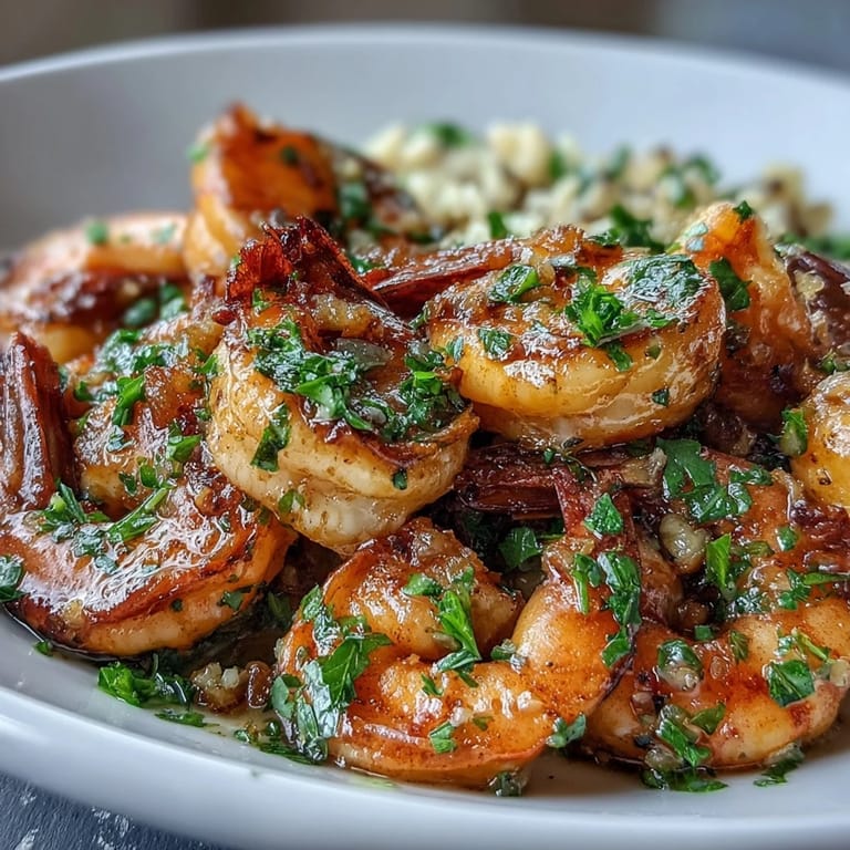 Succulent shrimp sautéed with garlic and lemon zest, arranged on a bed of fluffy brown rice and crisp vegetables for a healthy meal.