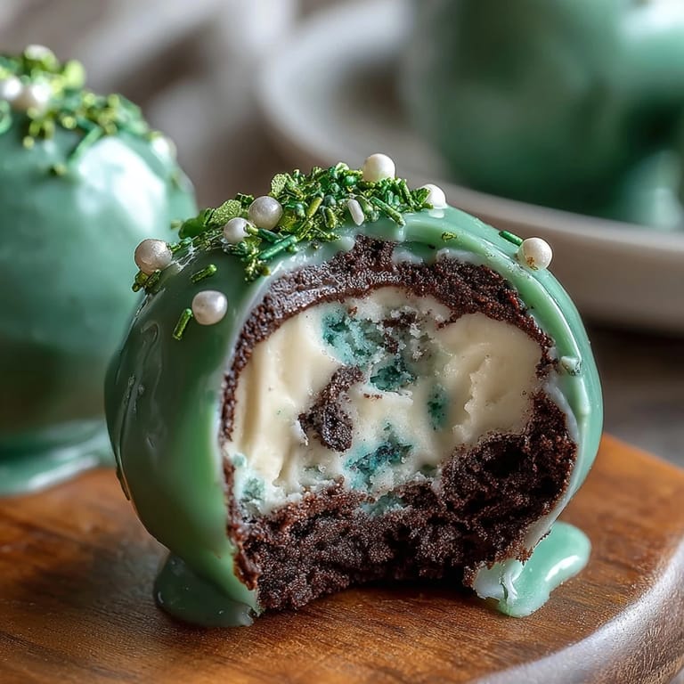 Vibrant green truffle balls decorated with sprinkles, perfect for St. Patrick's Day celebrations.  