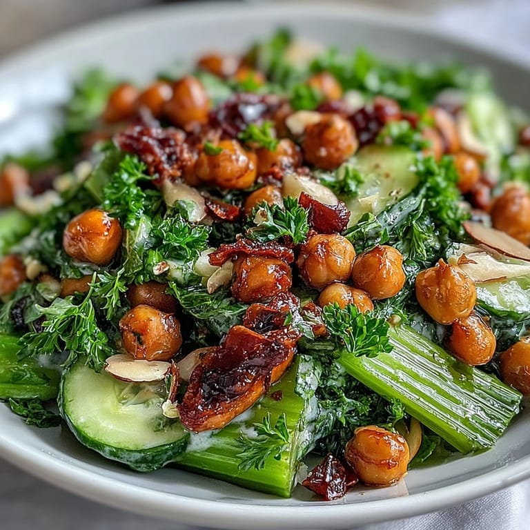 Protein-packed chickpea salad with crunchy celery, red onion, and almonds, tossed in a zesty Dijon mustard dressing.